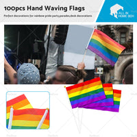 100x Small Rainbow Flag Gay Lesbian LGBT 14 x 21 cm Pride Mini Flags Hand Waving