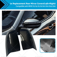 2x Black Rear Mirror Cover Caps Suitable For BMW X3 X4 X5 X6 G01 G02 G05 G06