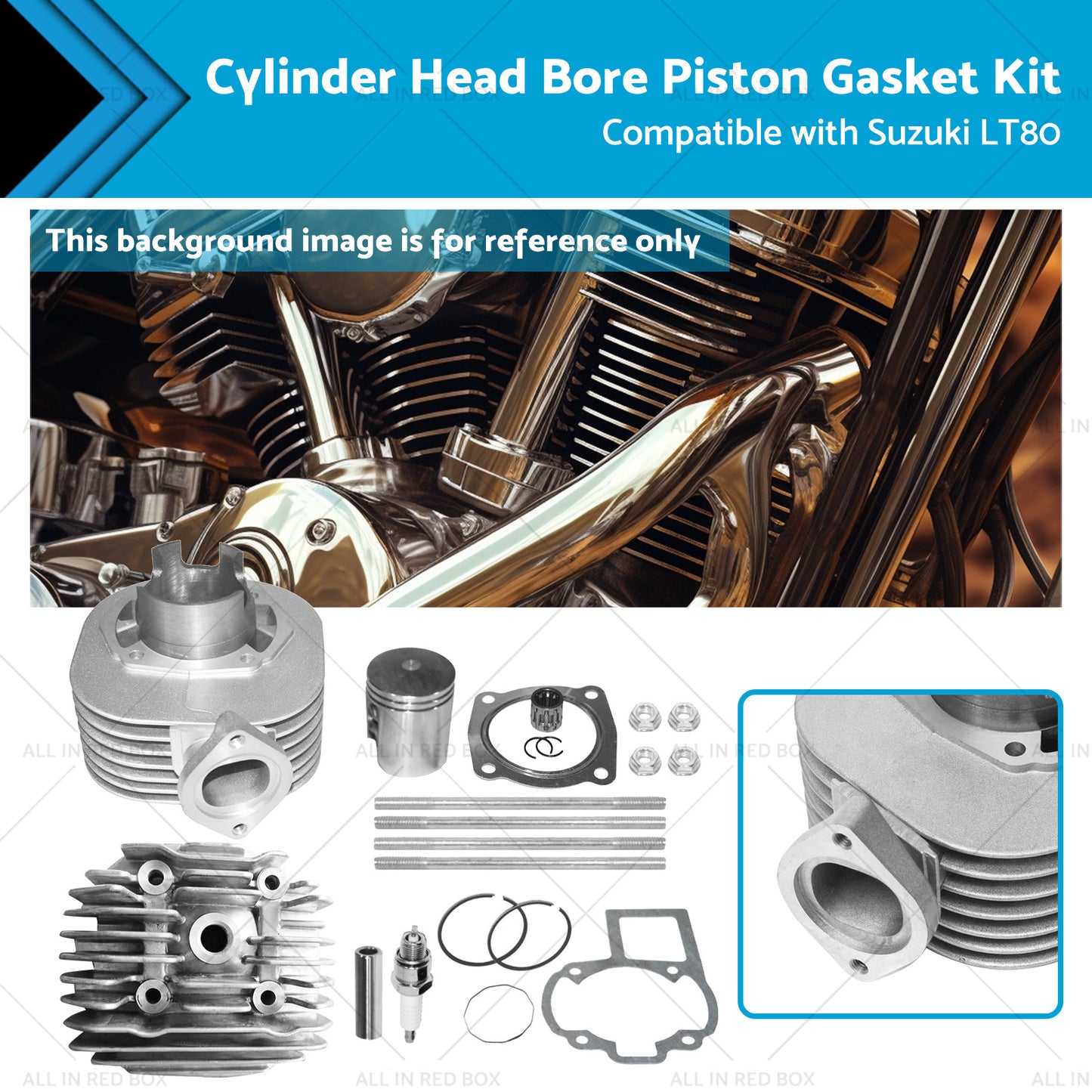 Cylinder Head Bore Piston Gasket Kit Suitable for 87-06 Suzuki Quadsport LT80