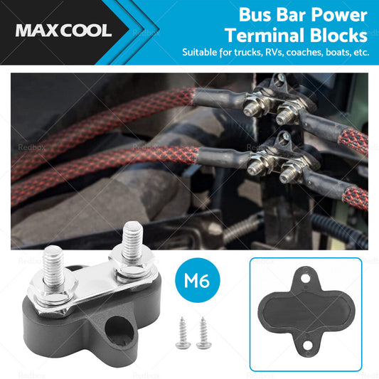 {{ Bus Bar Terminal Block Heavy Duty Dual M6 Power Distribution Stud Black }} - Buy Car Parts Online at {{ Kaka Auto Parts }}.