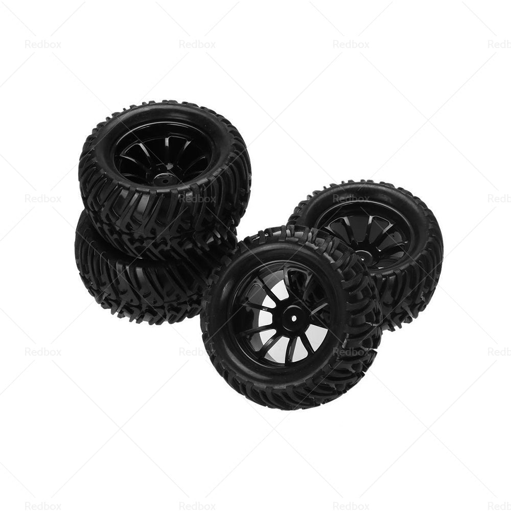 4x Wheel Rim  and  Tires Suitable For HSP 1 10 Monster Truck RC Car 12mm Hub