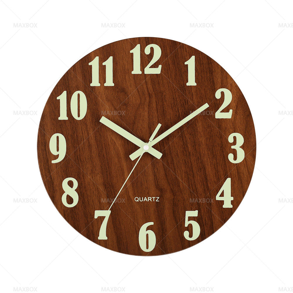 12'' Luminous Wall Clock Glow In The Dark Silent Quartz Indoor Home Modern Clock