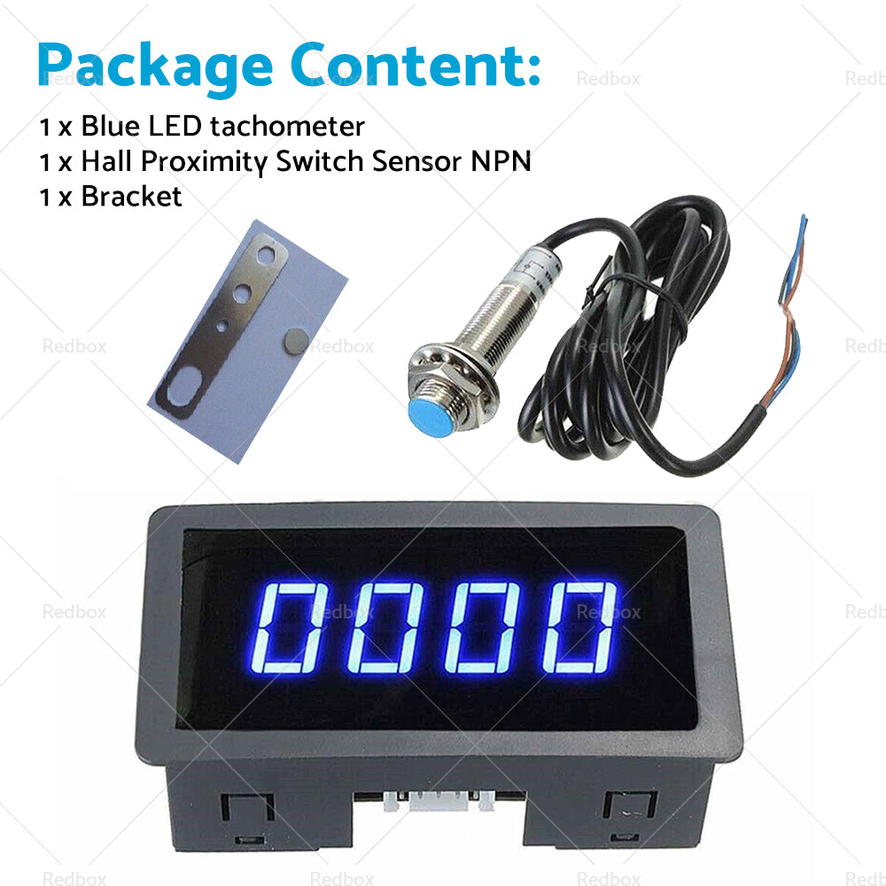 4 Digital LED Tachometer RPM Speed Meter  Hall Proximity Switch Sensor NPN Set