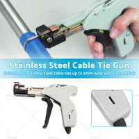 Stainless Steel Cable Tie Gun Tool Automatic Tightener Tensioner Cutter