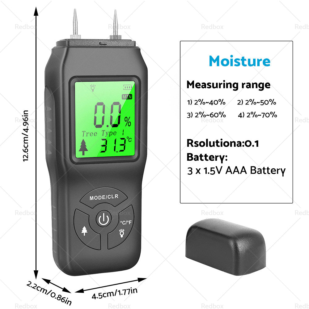 2-Pin Digital LCD Moisture Meter Damp Detector Wood Humidity CaravanTester Tool