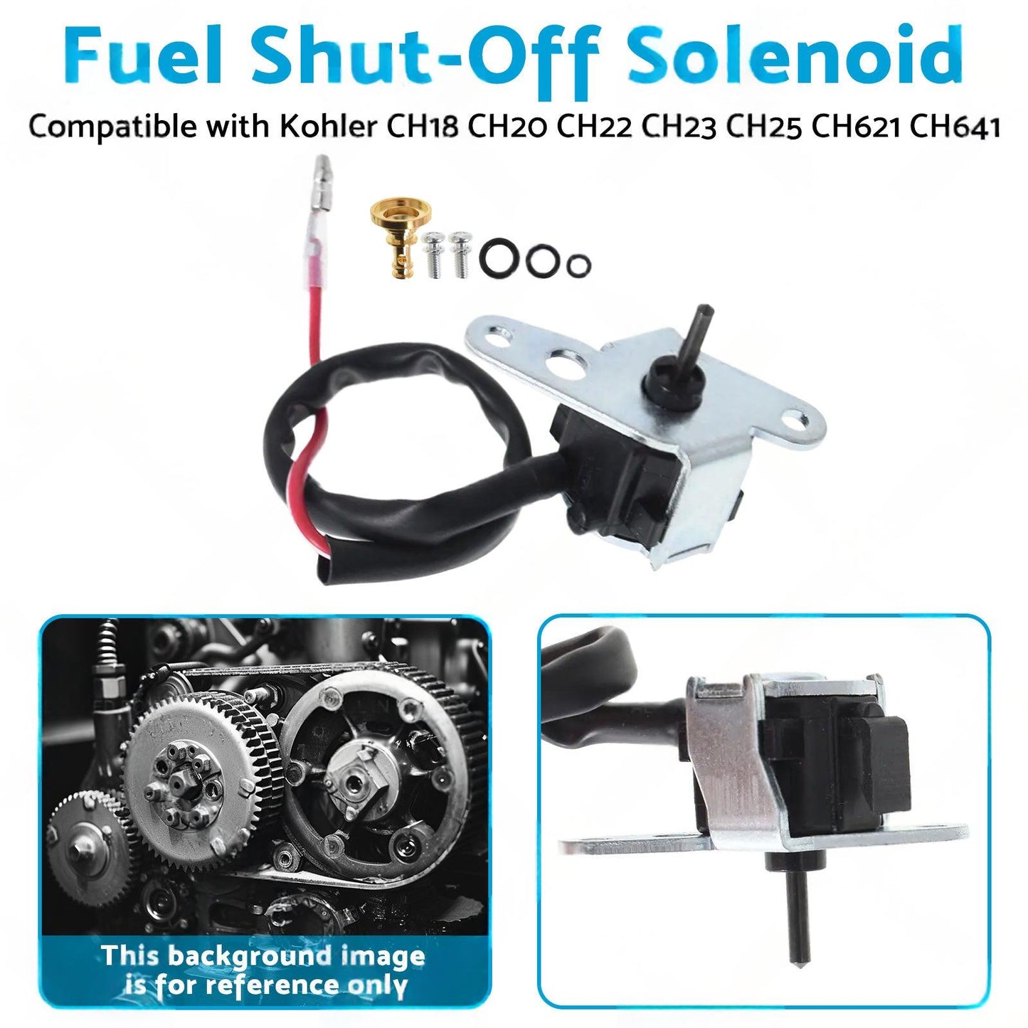 Fuel Shut-Off Solenoid Suitable for Kohler CH621 CH641 CH18 CH20 CH22 CH23 CH25