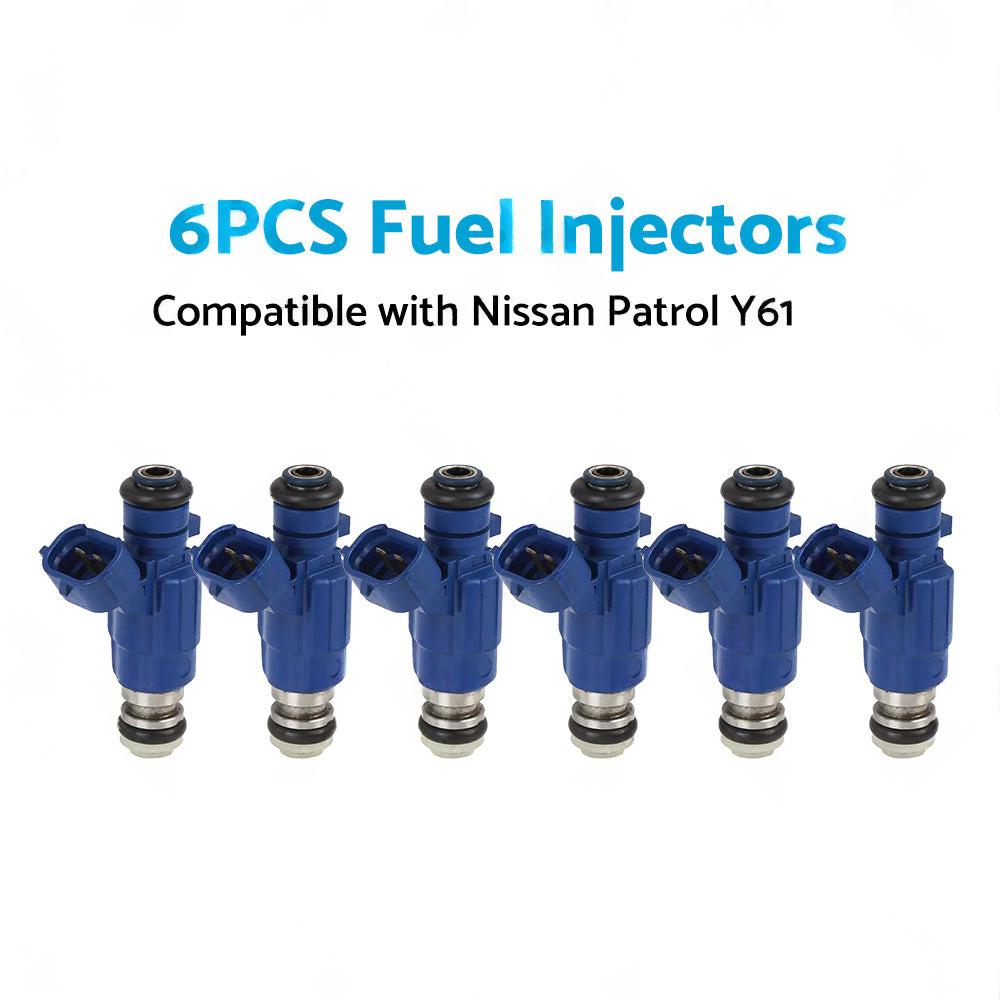 6PCS Fuel Injector Suitable For Nissan Patrol Y61 TB48DE RB25DET 16600-AA500
