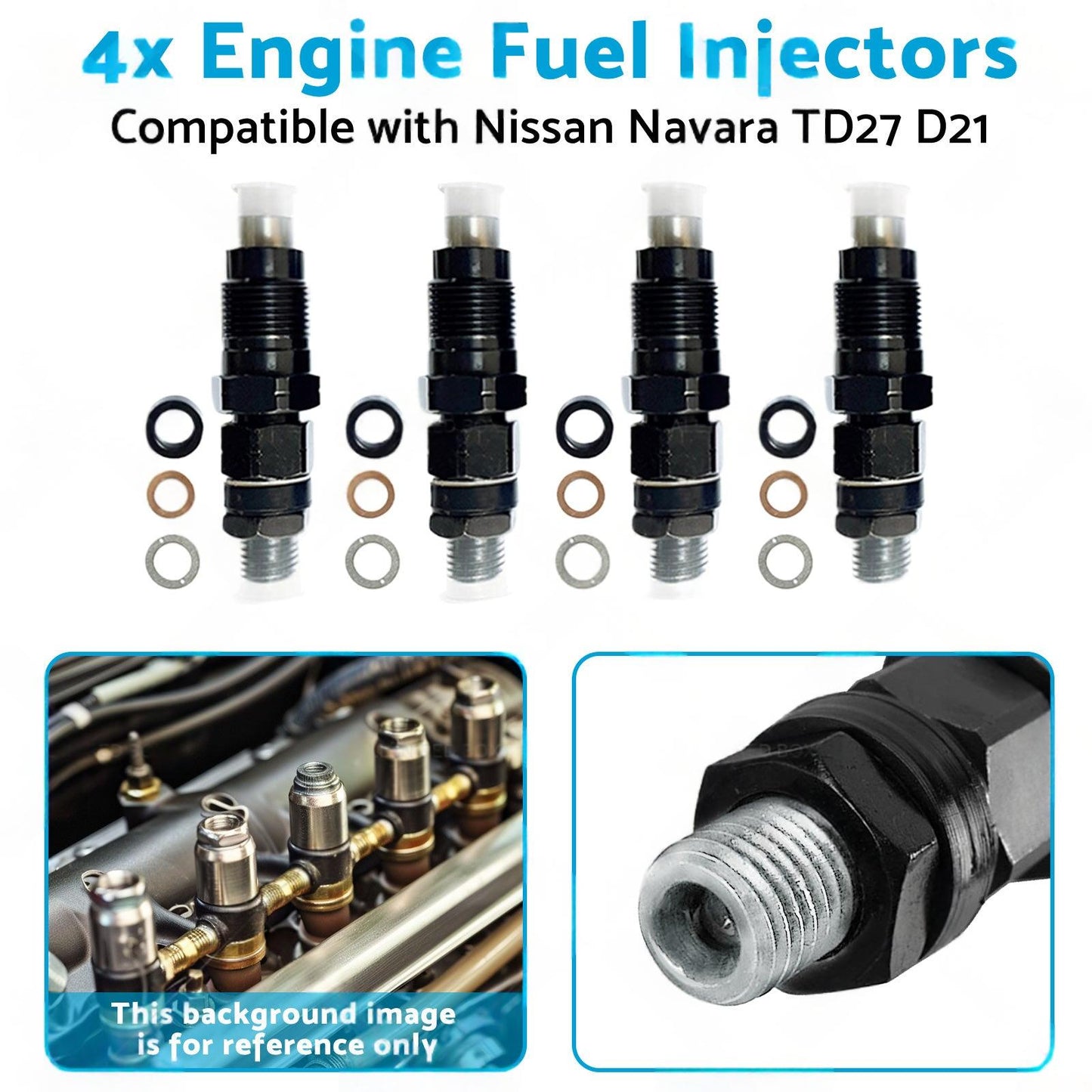 4x Engine Fuel Injectors Suitable for Nissan Navara TD27 D21 2. 7L 16600-43G23