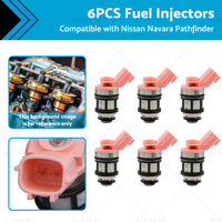 6PCS Fuel Injectors Suitable For Nissan Navara D21 D22 Pathfinder 16600-9S200