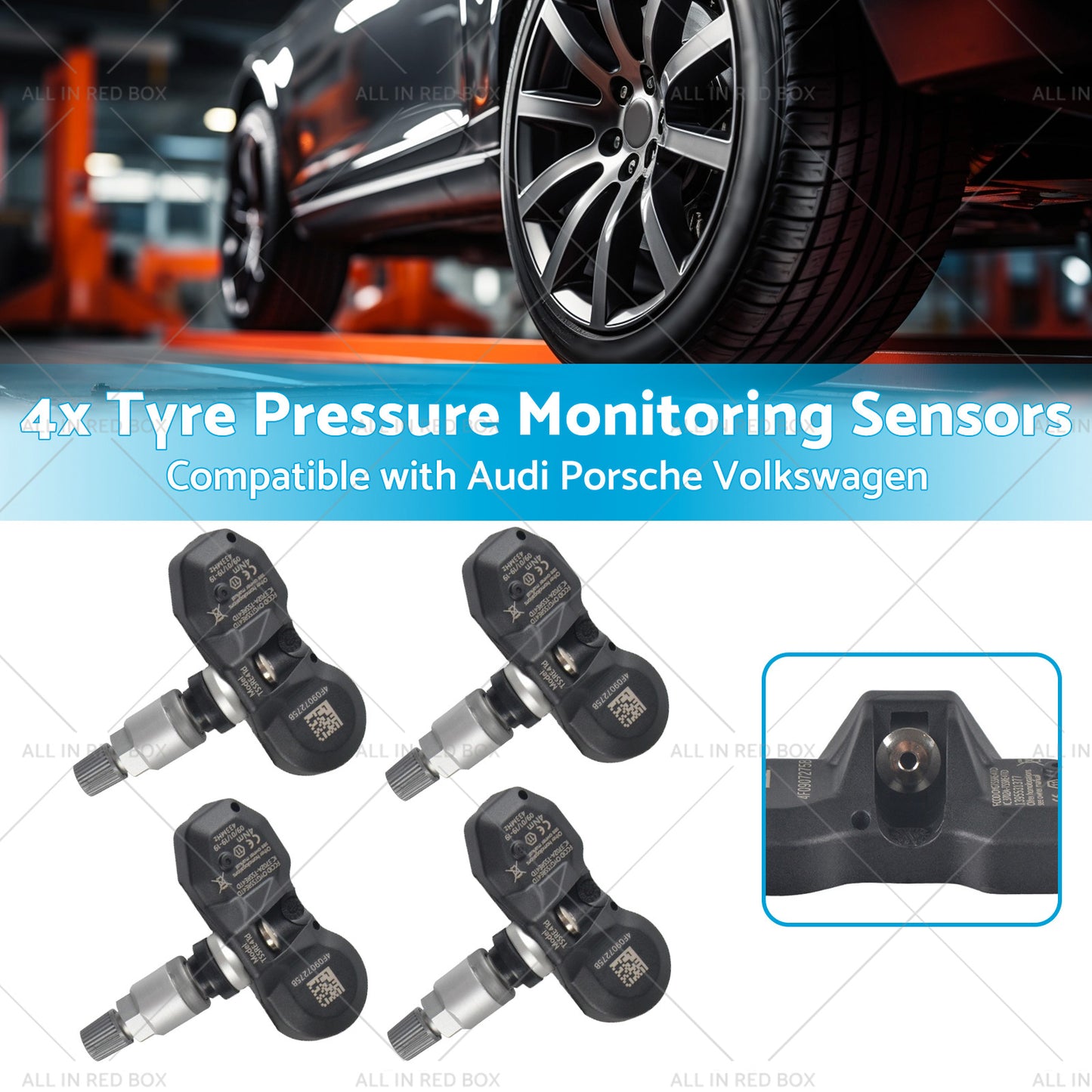 4x Tyre Pressure Monitoring Sensors Suitable for Audi Volkswagen Porsche 02-17