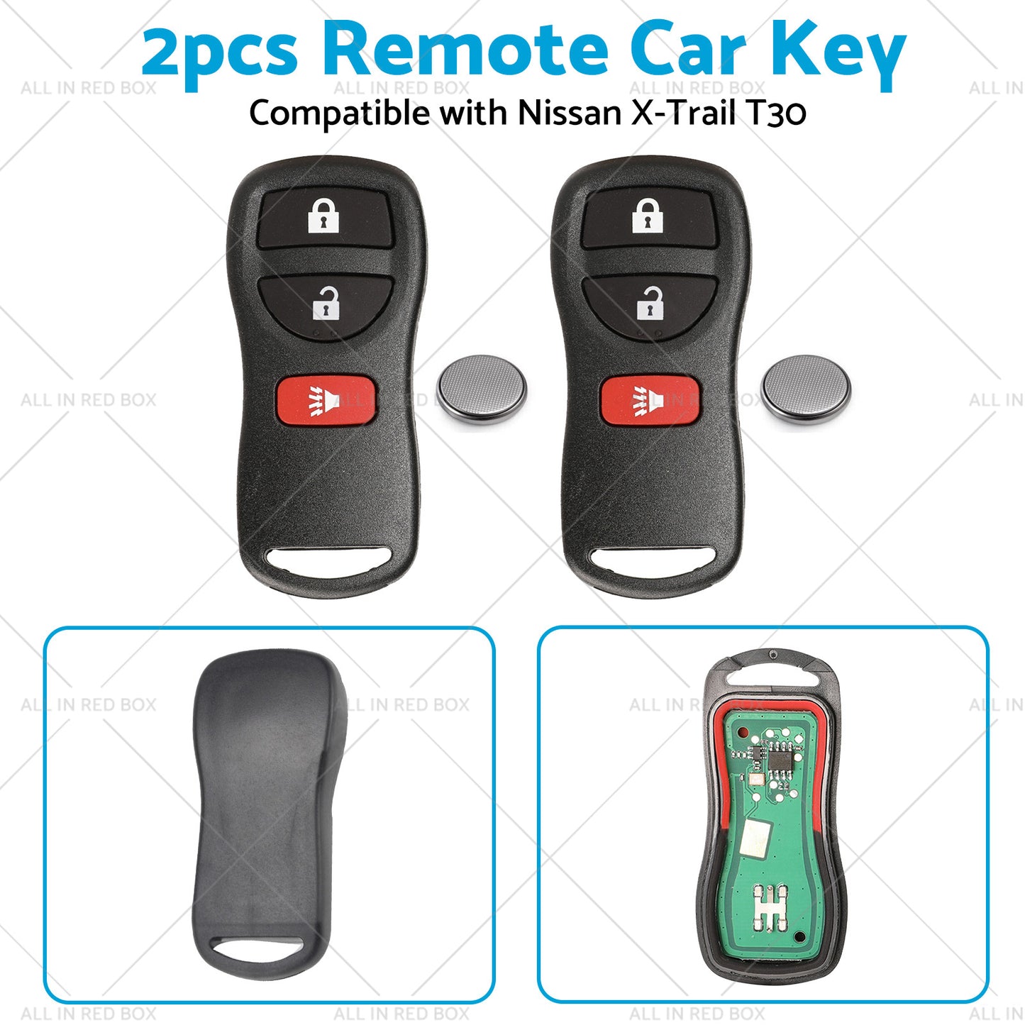 2pc Remote Flip Car Key Suitable for Nissan X-Trail T30 02-07 433MHz Replacement