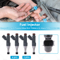 4X Fuel Injector Suitable for Toyota Hilux DLX TGN16 Hiace TRN201 221 TRH223 2. 7