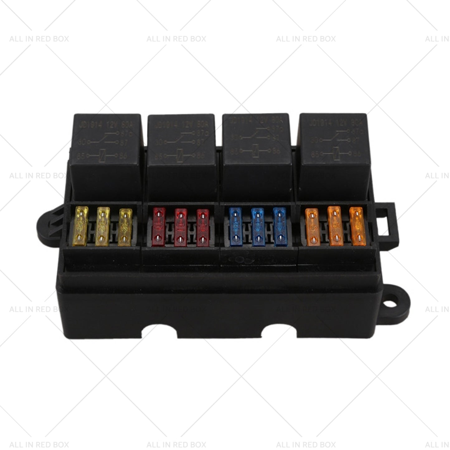 12 Way Blade Fuse Box 4-Relay Holder and Terminal and Fuse 12V 40A Car Auto Truck 4Pin