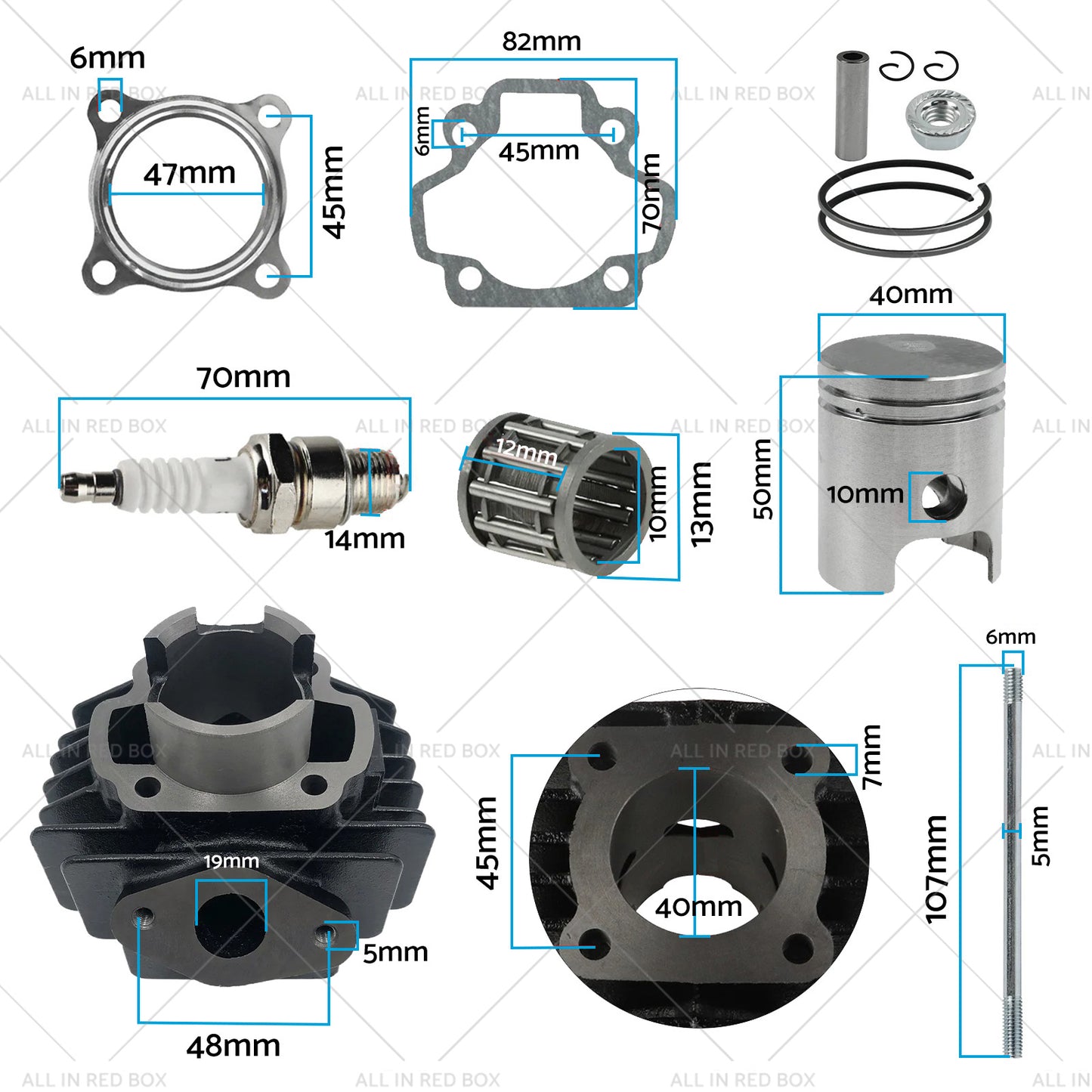 Rebuild Head Bore Barrel Cylinder Piston Kit Suitable for Yamaha PW50 PEEWEE50