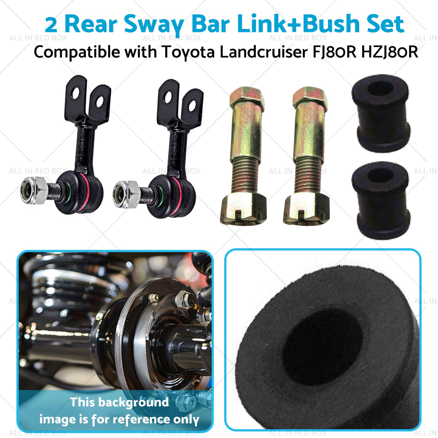 2 Set Rear Sway Bar Link+Bush Suitable for 92-19 Toyota Landcruiser FJ80R HZJ80R