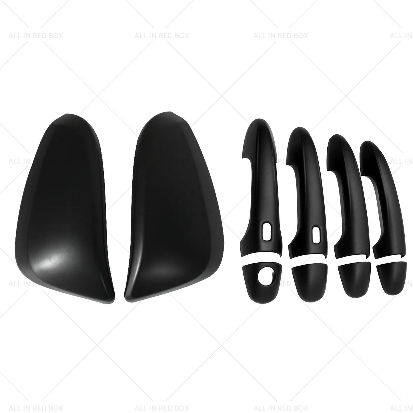 Black Mirror Covers  Door Handles Kit Suitable for Toyota Hilux 2015 - 2023