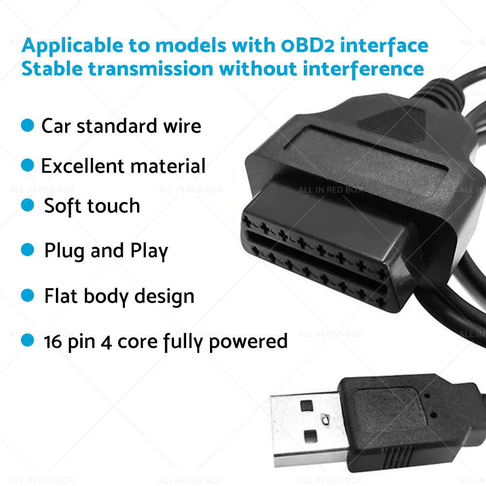 16 Pin OBD2 To USB Port Charger Adapter Cable Connector Diagnostic Tool