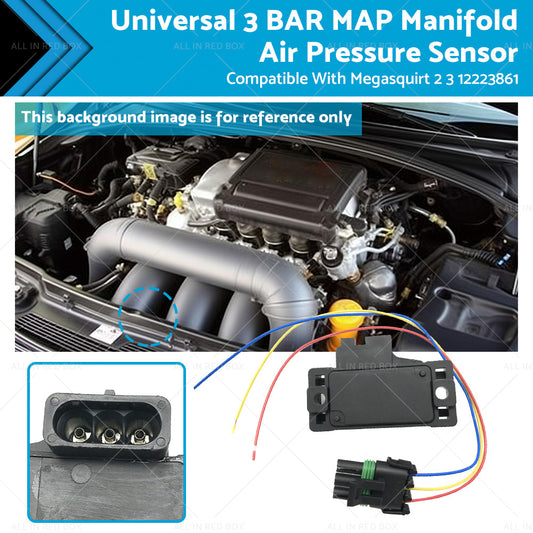 Universal 3BAR MAP Manifold Air Pressure Sensor Suitable For Megasquirt 12223861