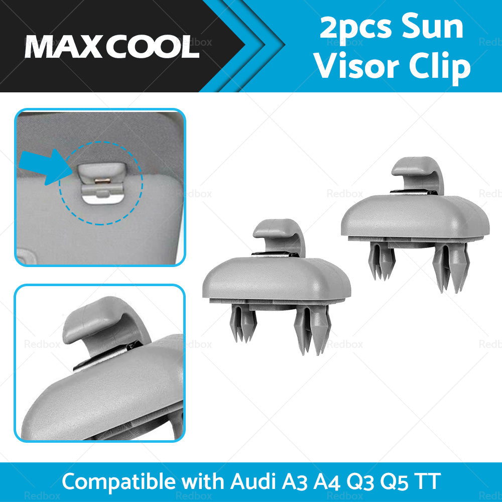 2PCS Sun Visor Clip Holder Hook Bracket Suitable for Audi A3 A4 Q3 Q5 TT Grey