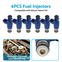 6PCS Fuel Injector Suitable For Nissan Patrol Y61 TB48DE RB25DET 16600-AA500