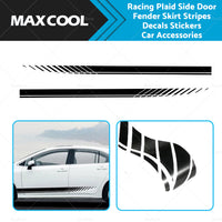 2x Racing Plaid Side Door Fender Skirt Stripes Decals Stickers Car Accessories