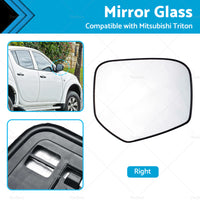 FRONT RIGHT SIDE MIRROR GLASS W  BACK PLATE SUITABLE FOR MITSUBISHI TRITON 06-15