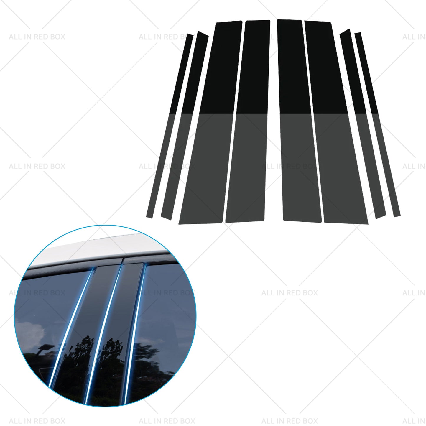 8PCS Black Pillar Post Cover Trims Suitable for Honda Civic Sedan 12-15