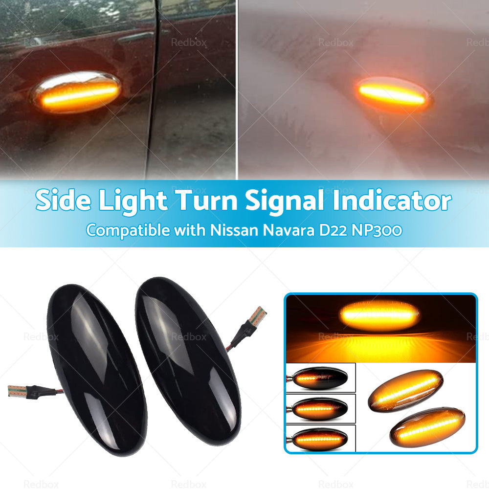 2x Dynamic Side Light Turn Signal Indicator Suitable For Nissan Navara D22 NP300