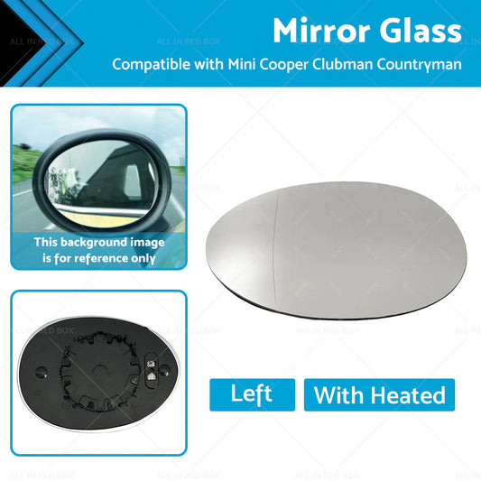 Left Mirror Glass Heated Back Plate Suitable for MINI Cooper F55 F56 Clubman F54