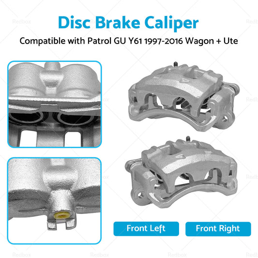 Front LH + RH Disc Brake Caliper Set Suitable For Patrol GU Y61 97-16 Wagon+Ute