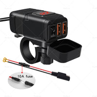 {{ Dual USB Port Motorcycle Fast Charger Socket LED Voltmeter Display ON OFF Switch }} - Buy Car Parts Online at {{ Kaka Auto Parts }}.