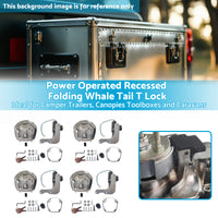 4 Set Chrome Power Operated Recessed Folding Whale Tail T-Lock Handle Toolbox
