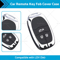 Zinc Alloy Remote Key Fob Case Cover Shell Suitable For LDV D90 3buttons Silver