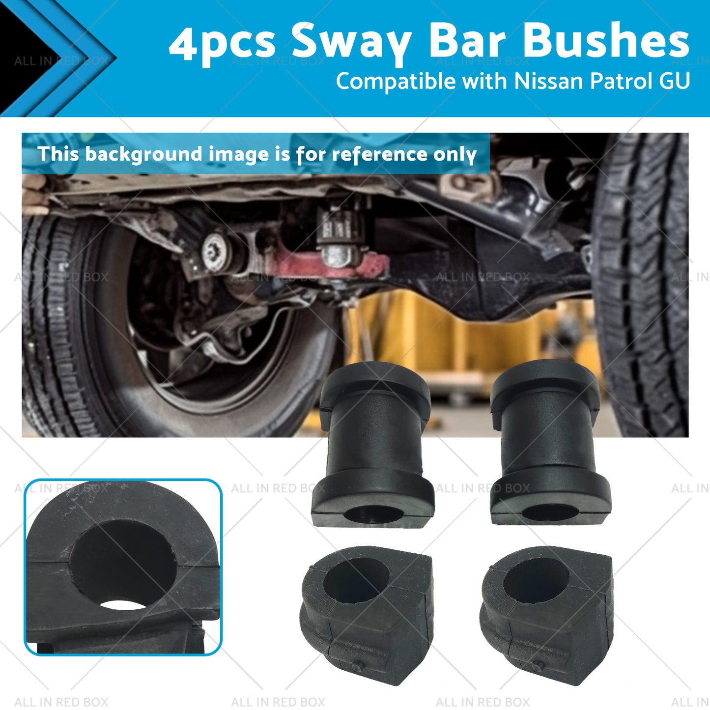 4x FrontRear Sway Bar Bushes Rubber Suitable for Nissan Patrol GU Y61 2001-2013