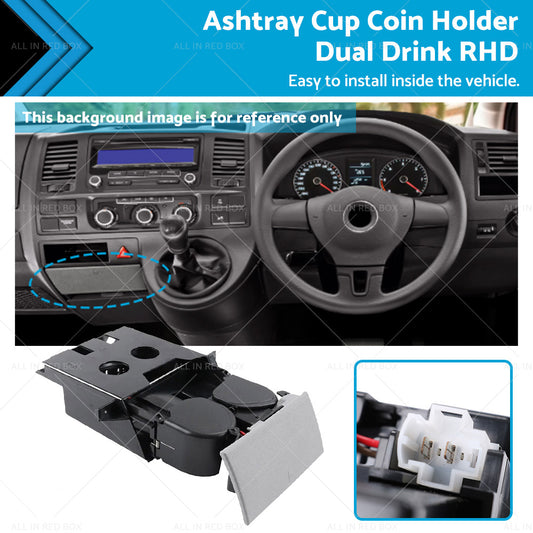 Suitable ForVW T5 Transporter Ashtray Cup Coin Holder Dual Drink RH 7H285860130T