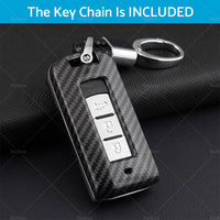 Carbon Fiber Hard Shell Smart Key Fob Chain Case Fits For Mitsubishi Outlander