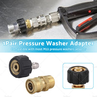 1Pair Pressure Washer Adapter 1 or 4 inch  Quick Connect Coupler Kit M22-14 Adapter