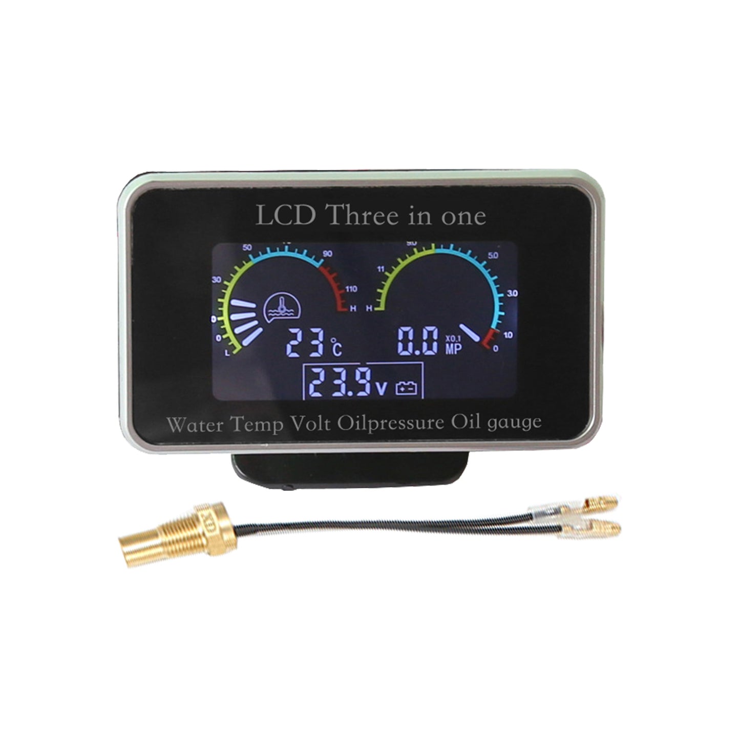 3in1 LCD Oil Pressure Gauge Monitor+Voltmeter+Water Temp Gauge 12V/24V Car Truck