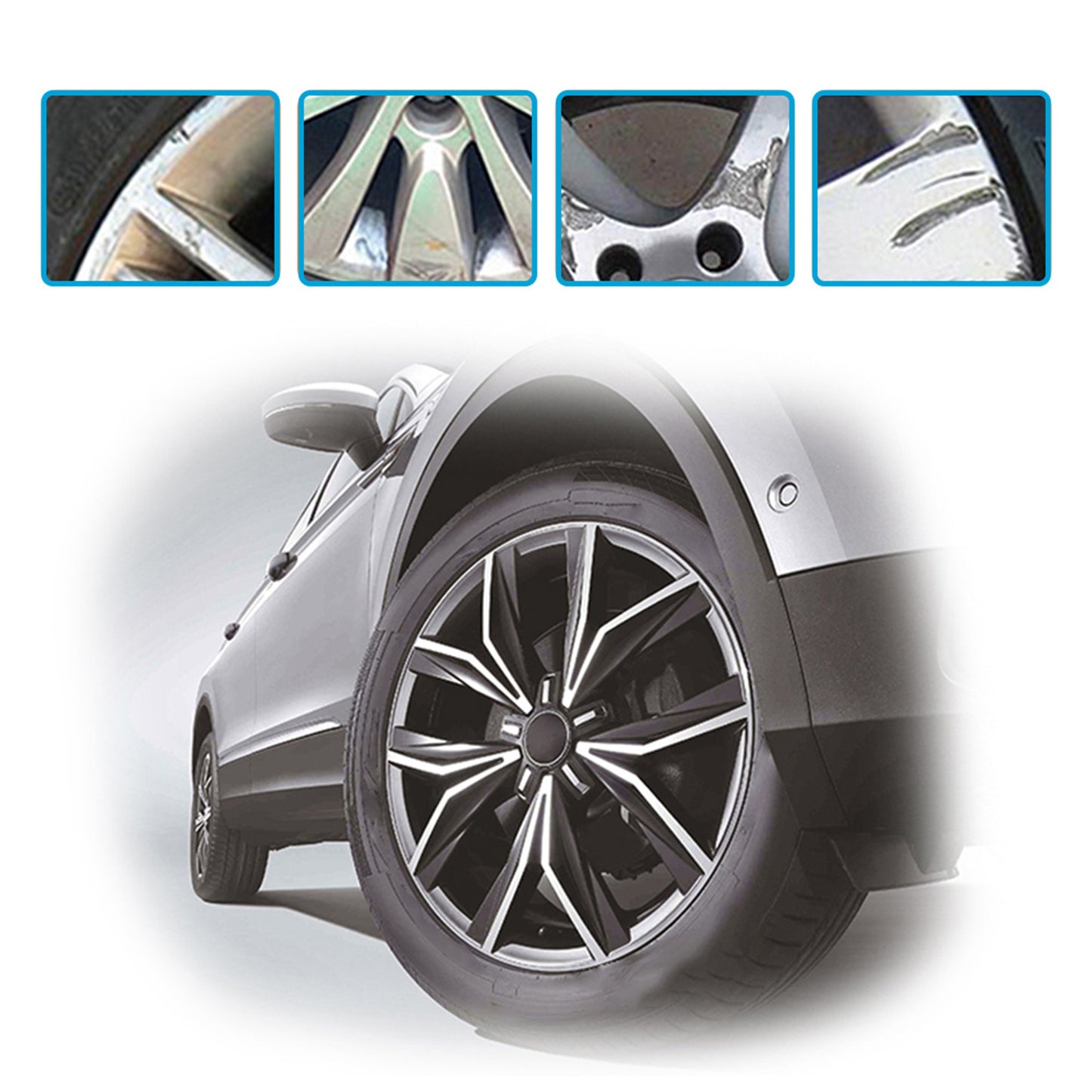 Visbella Silver Alloy Wheel Rim Scratch Repair Kit Tool Set Suitable For Car Kerb Damage