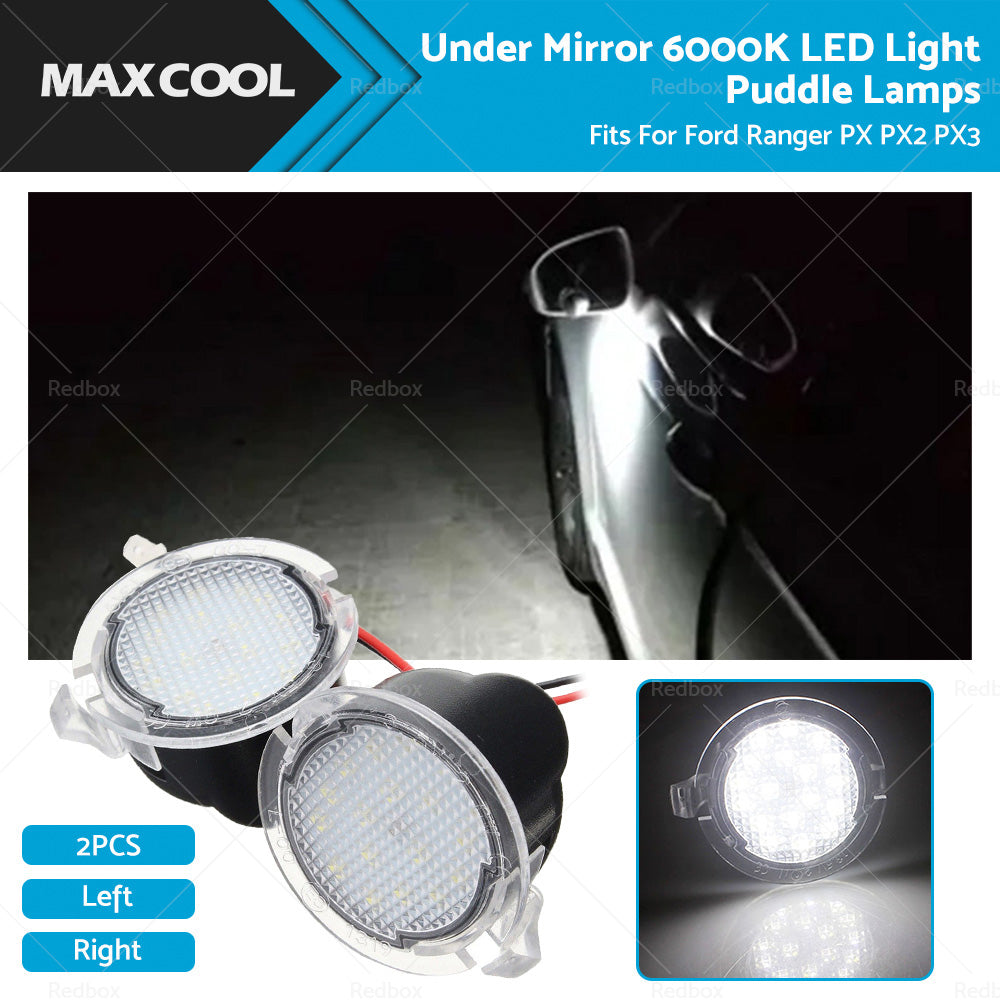 2X Under Mirror 6000K LED Light Puddle Lamps Fits For Ford Ranger PX PX2 PX3