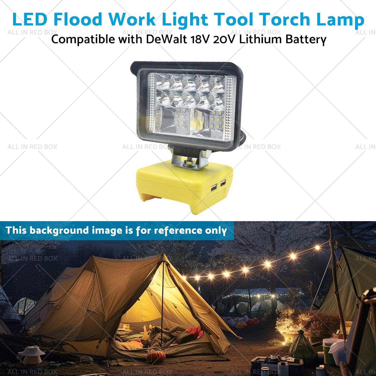 Torch Lamp LED Flood Work Light Tool Suitable for DeWalt 18V 20V Lithium Battery