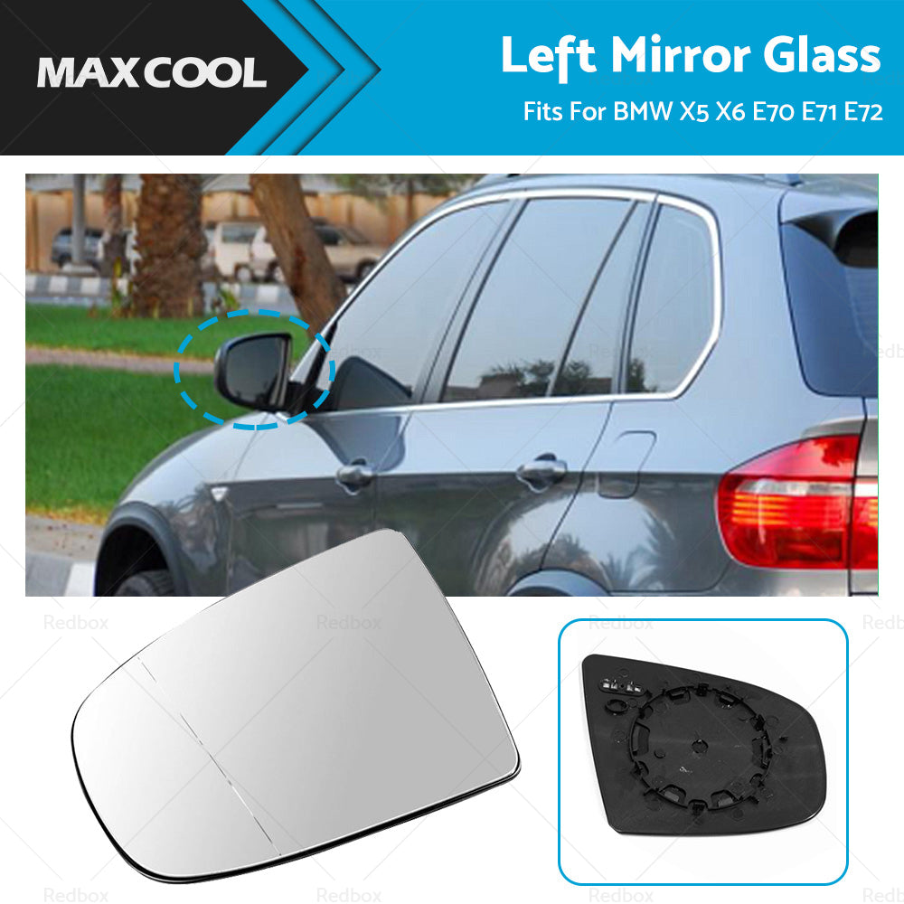 Left Heated Wing Side Mirror White Glass Fits For BMW X5 X6 E70 E71 E72