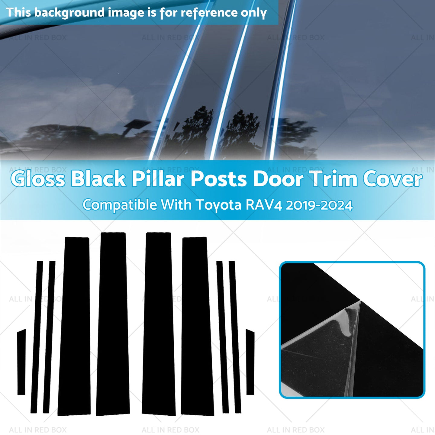 {{ Gloss Black Pillar Posts Door Trim Cover Suitable For Toyota RAV4 2019-2024 }} - Buy Car Parts Online at {{ Kaka Auto Parts }}.