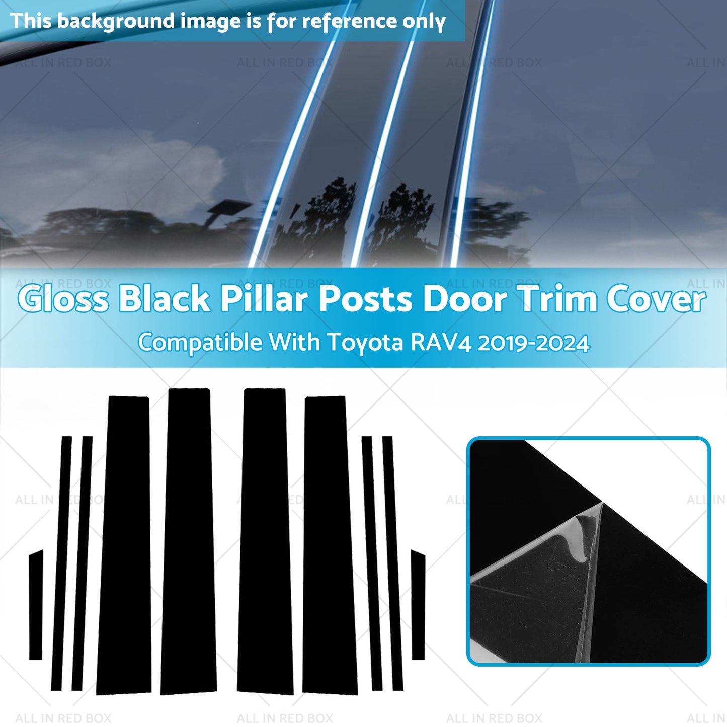 {{ Gloss Black Pillar Posts Door Trim Cover Suitable For Toyota RAV4 2019-2024 }} - Buy Car Parts Online at {{ Kaka Auto Parts }}.