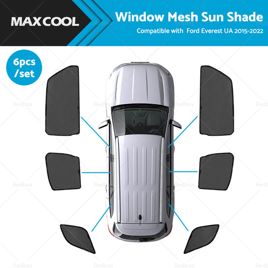 6x Foldable  Window Mesh Sun Shade Suitable For Ford Everest UA 2015-2022