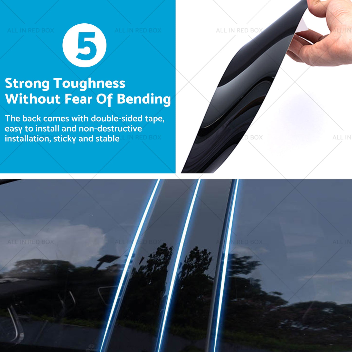 Gloss Black Pillar Posts Door Trim Cover Suitable For Toyota RAV4 2019-2024