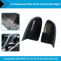 2x Black Rear Mirror Cover Caps Suitable For BMW X3 X4 X5 X6 G01 G02 G05 G06