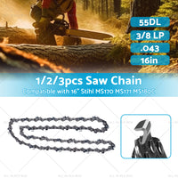 16 inch Chainsaw Saw Chain 55DL 3/8 LP 043 Suitable for Stihl MS170 MS171 MS180C