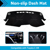 Non Slip Dash Mat Dashboard Cover Suitable For Toyota CHR C-HR 2016-2019 Black