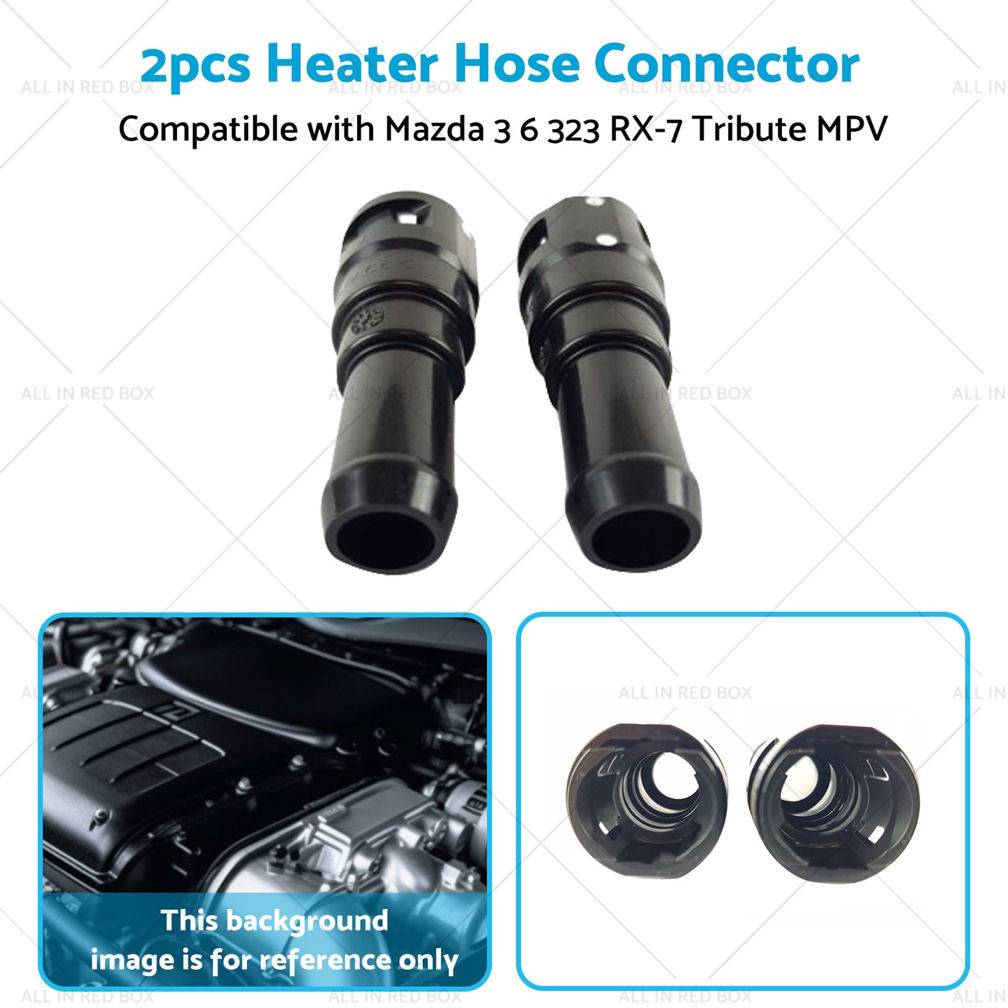 2x Heater Hose Connector B45561240A Suitable for Mazda 3 6 323 RX-7 Tribute MPV